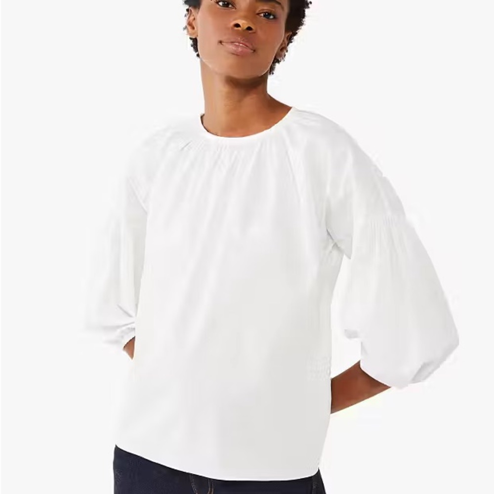 Kate Spade white poplin around blouse top shirt xxs